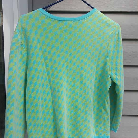 Lilly Pulitzer Aqua Blue and Green Button Up Cardigan Large - Picture 5 of 6